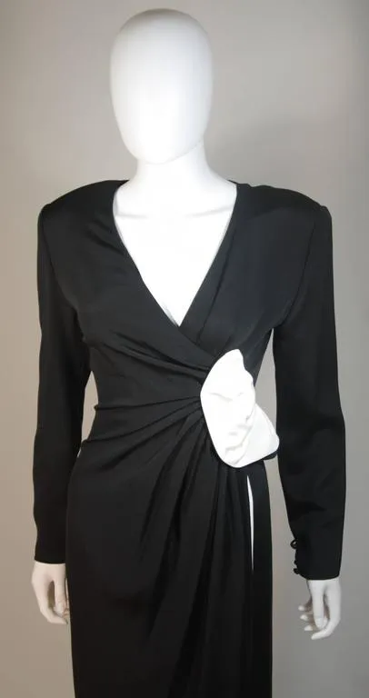 NOLAN MILLER Black & White Gown, Drape Detail Size 6