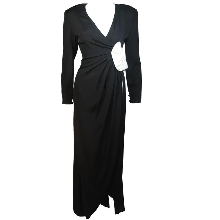 NOLAN MILLER Black & White Gown, Drape Detail Size 6