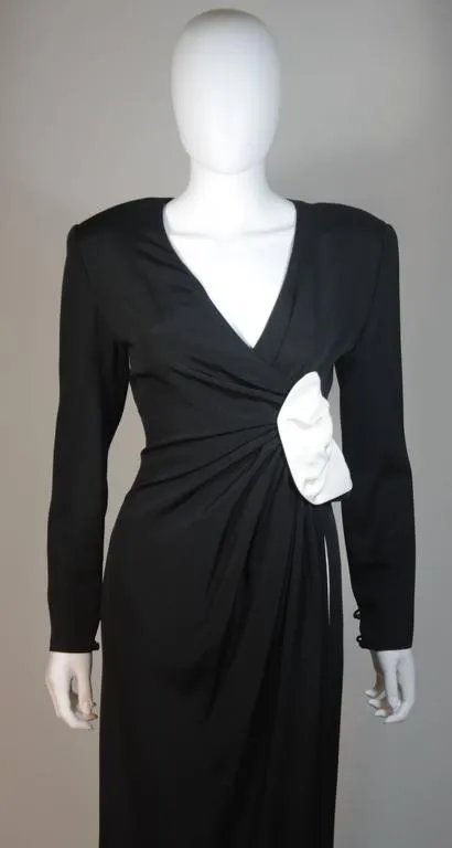 NOLAN MILLER Black & White Gown, Drape Detail Size 6