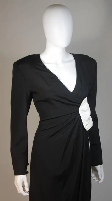 NOLAN MILLER Black & White Gown, Drape Detail Size 6