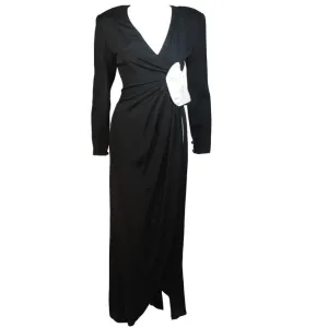 NOLAN MILLER Black & White Gown, Drape Detail Size 6