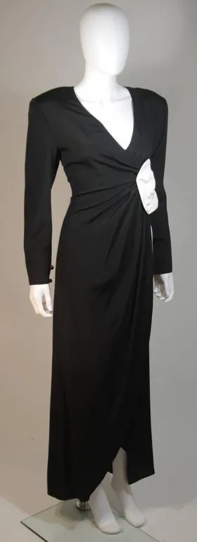 NOLAN MILLER Black & White Gown, Drape Detail Size 6