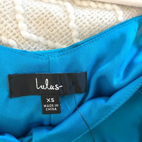 NWT Lulus Easy Radiance Satin Slip Maxi Dress Sleeveless Leg Slit Gown Teal Blue