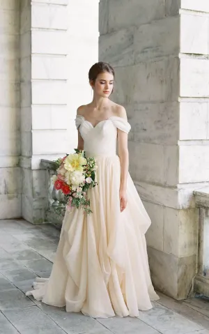 Off-The-Shoulder Draped Floor-Length Criss Cross Dress - 712274