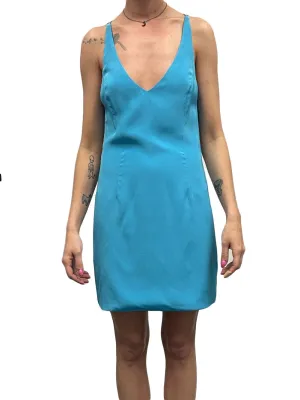 OLCAY GULSEN Women's Blue Strappy Mini Dress 1098 Sz S $300 NEW