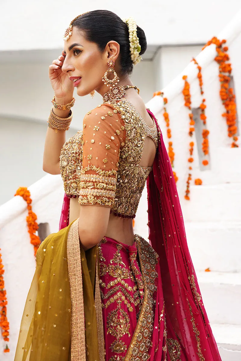 Orange and Pink Lehenga Choli Pakistani Bridal Wear
