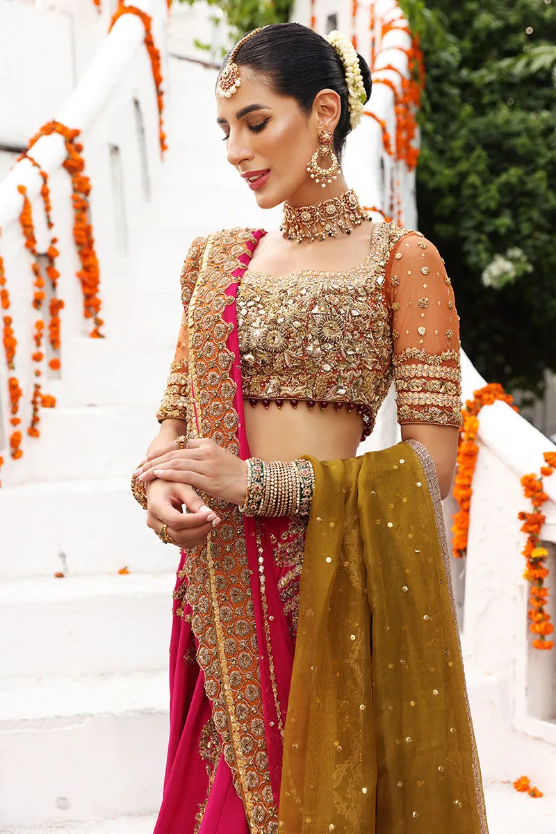 Orange and Pink Lehenga Choli Pakistani Bridal Wear