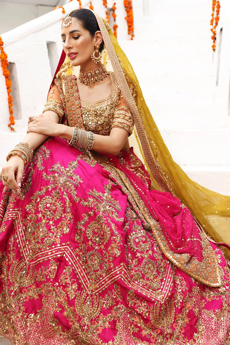 Orange and Pink Lehenga Choli Pakistani Bridal Wear