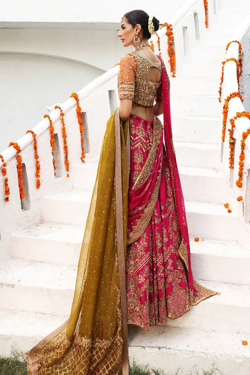 Orange and Pink Lehenga Choli Pakistani Bridal Wear