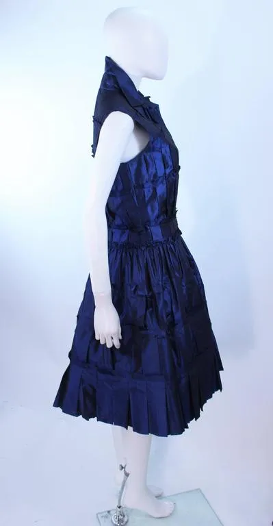 OSCAR DE LA RENTA  Blue Silk Cocktail Dress Size 10