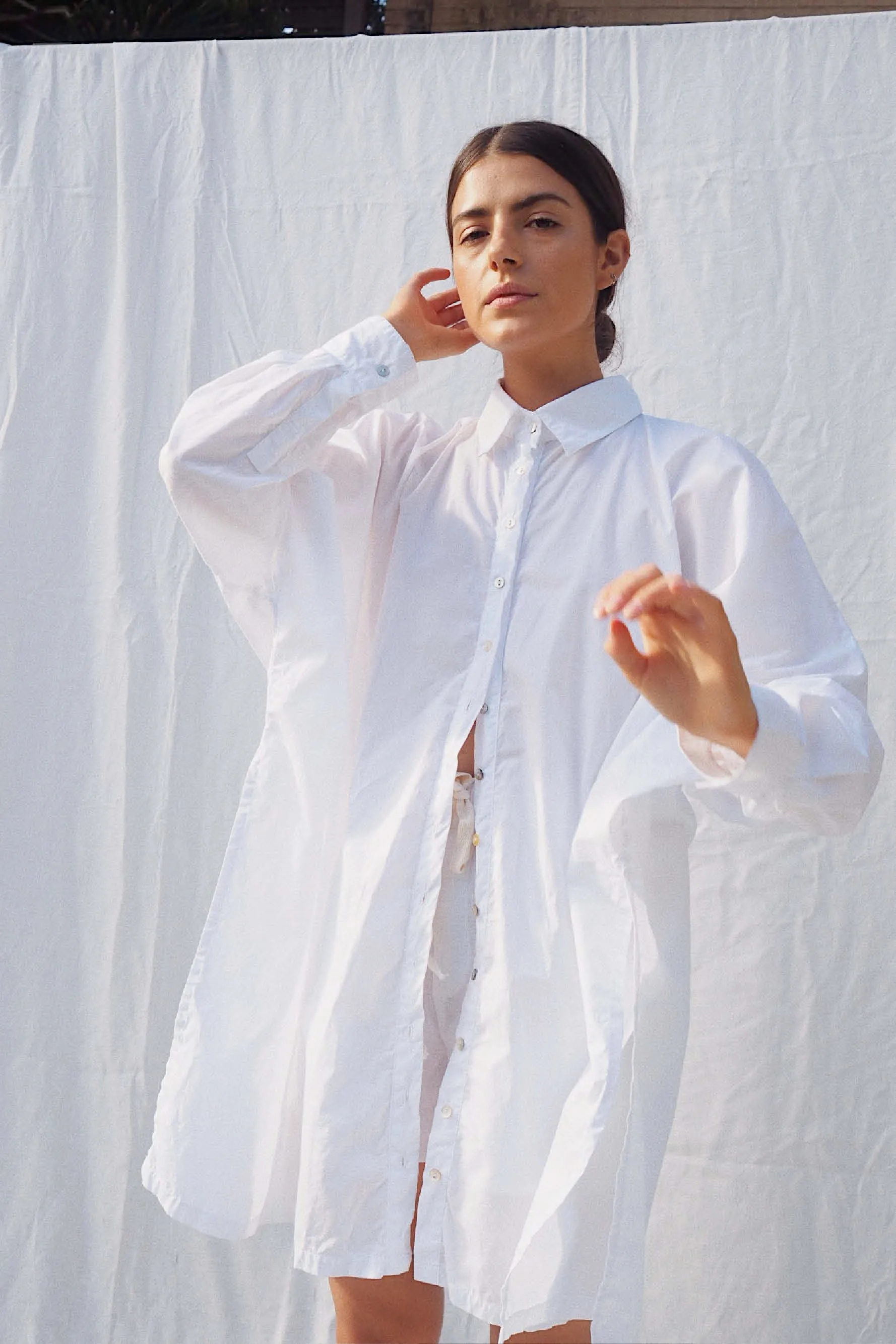 Oscar Oversized Cotton Poplin Shirt White