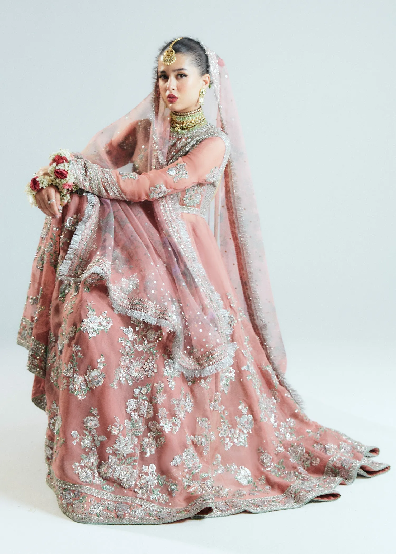 Pakistani Bridal Dress in Pishwas and Sharara Style