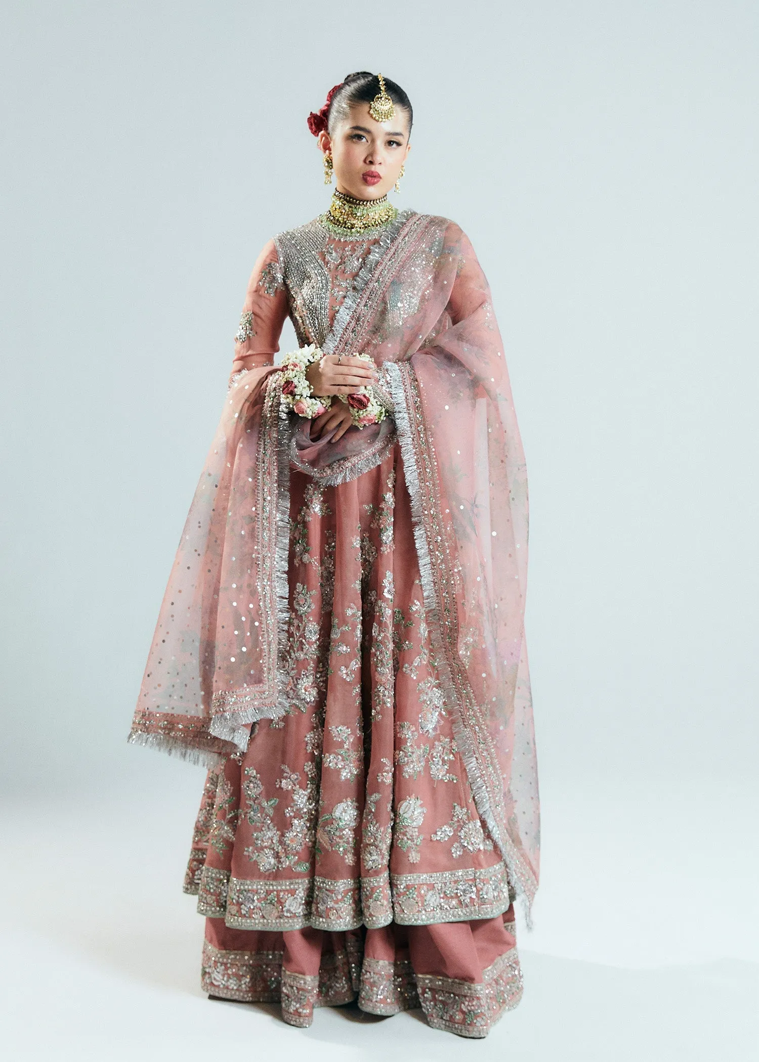 Pakistani Bridal Dress in Pishwas and Sharara Style
