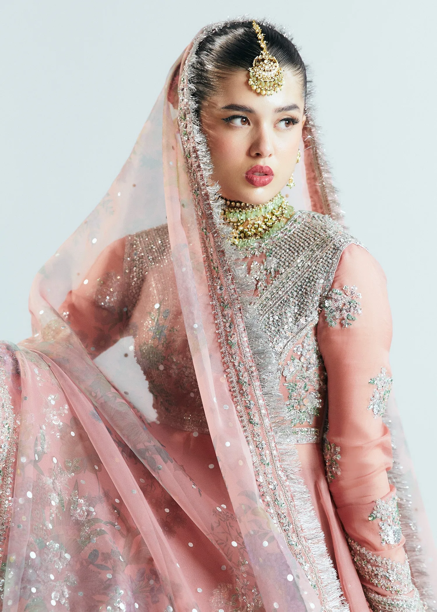 Pakistani Bridal Dress in Pishwas and Sharara Style
