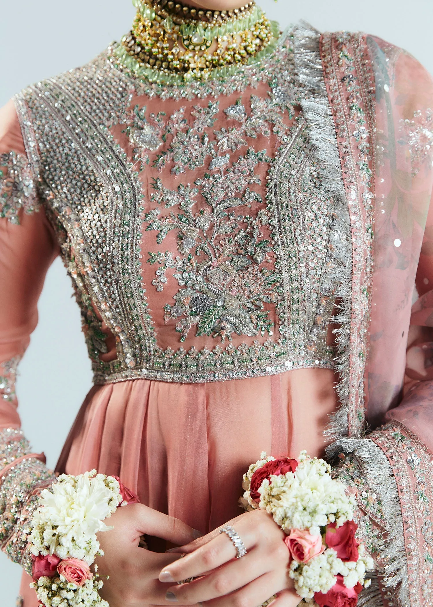 Pakistani Bridal Dress in Pishwas and Sharara Style