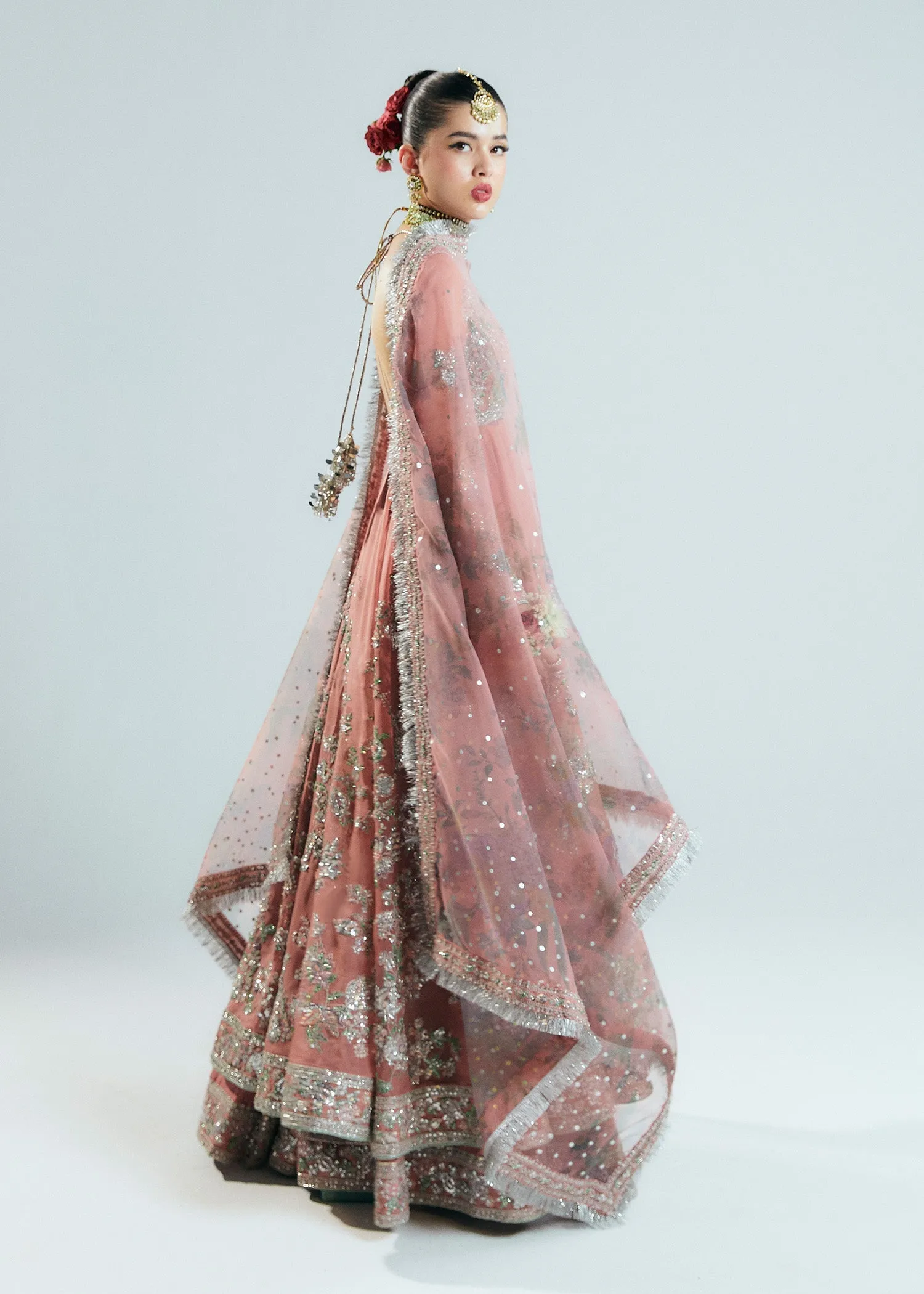 Pakistani Bridal Dress in Pishwas and Sharara Style