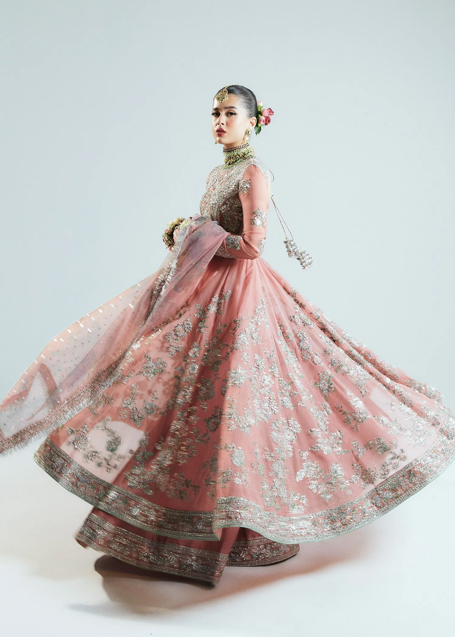 Pakistani Bridal Dress in Pishwas and Sharara Style