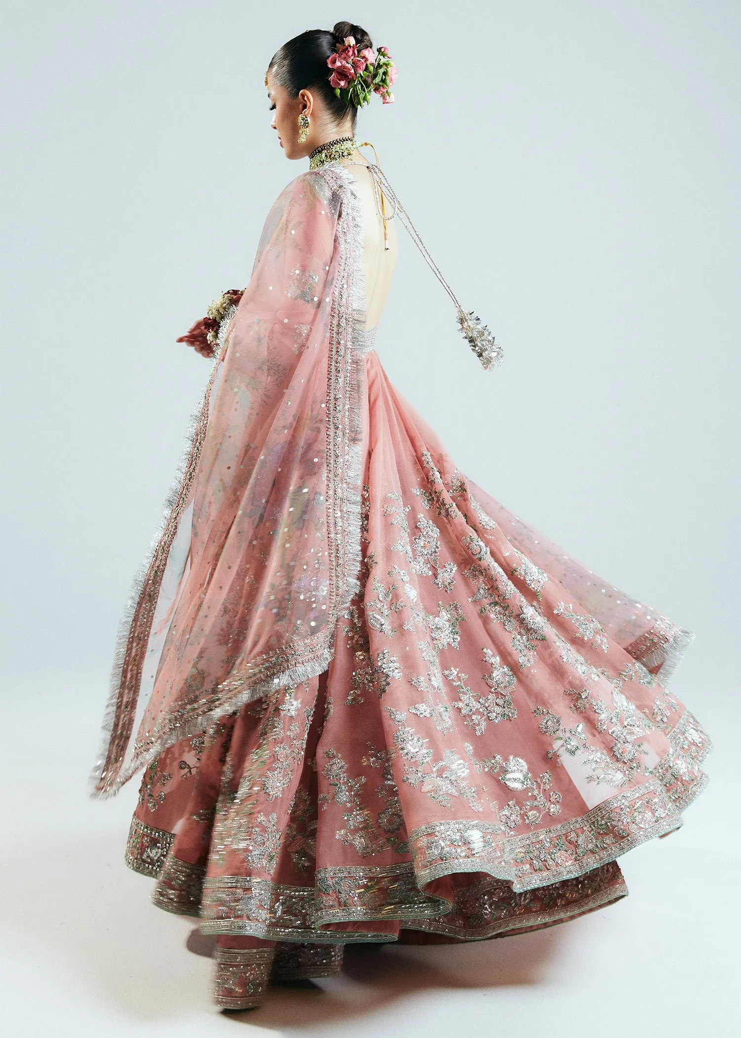 Pakistani Bridal Dress in Pishwas and Sharara Style