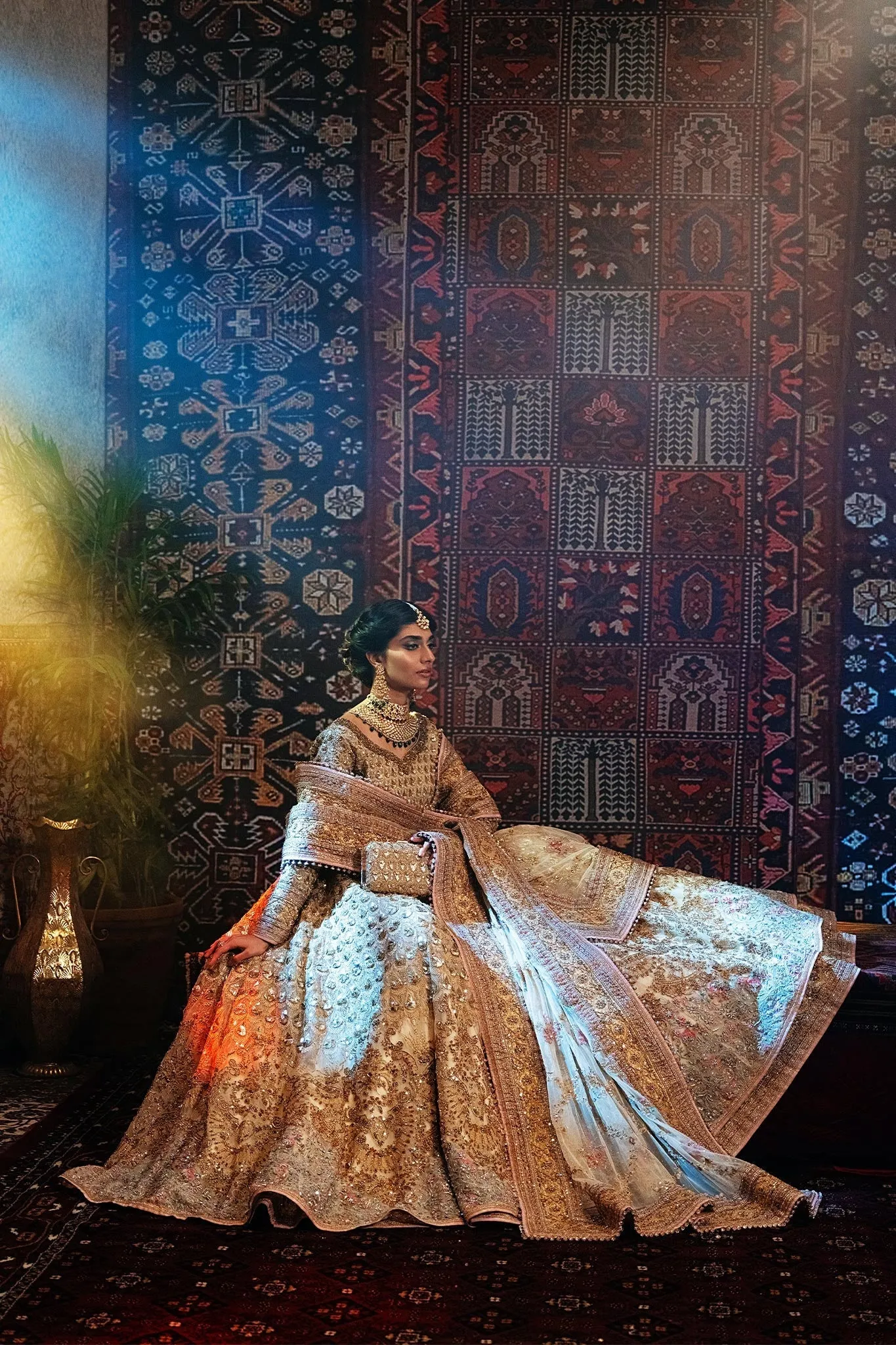 Pakistani Bridal Dress in Pishwas Frock Lehenga Style