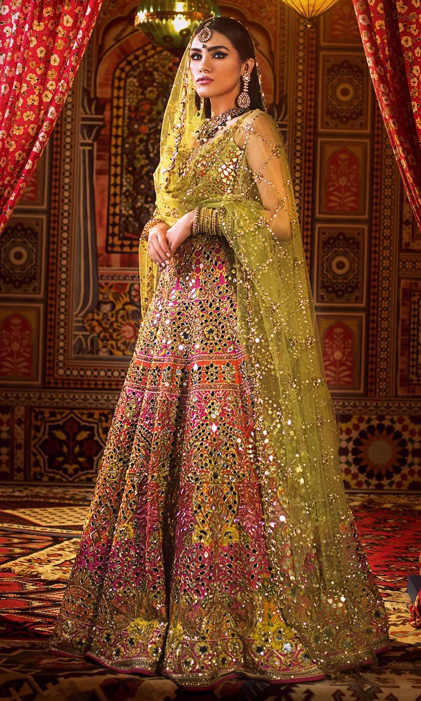 Pakistani Bridal Mehndi Lehnga Choli #N7025