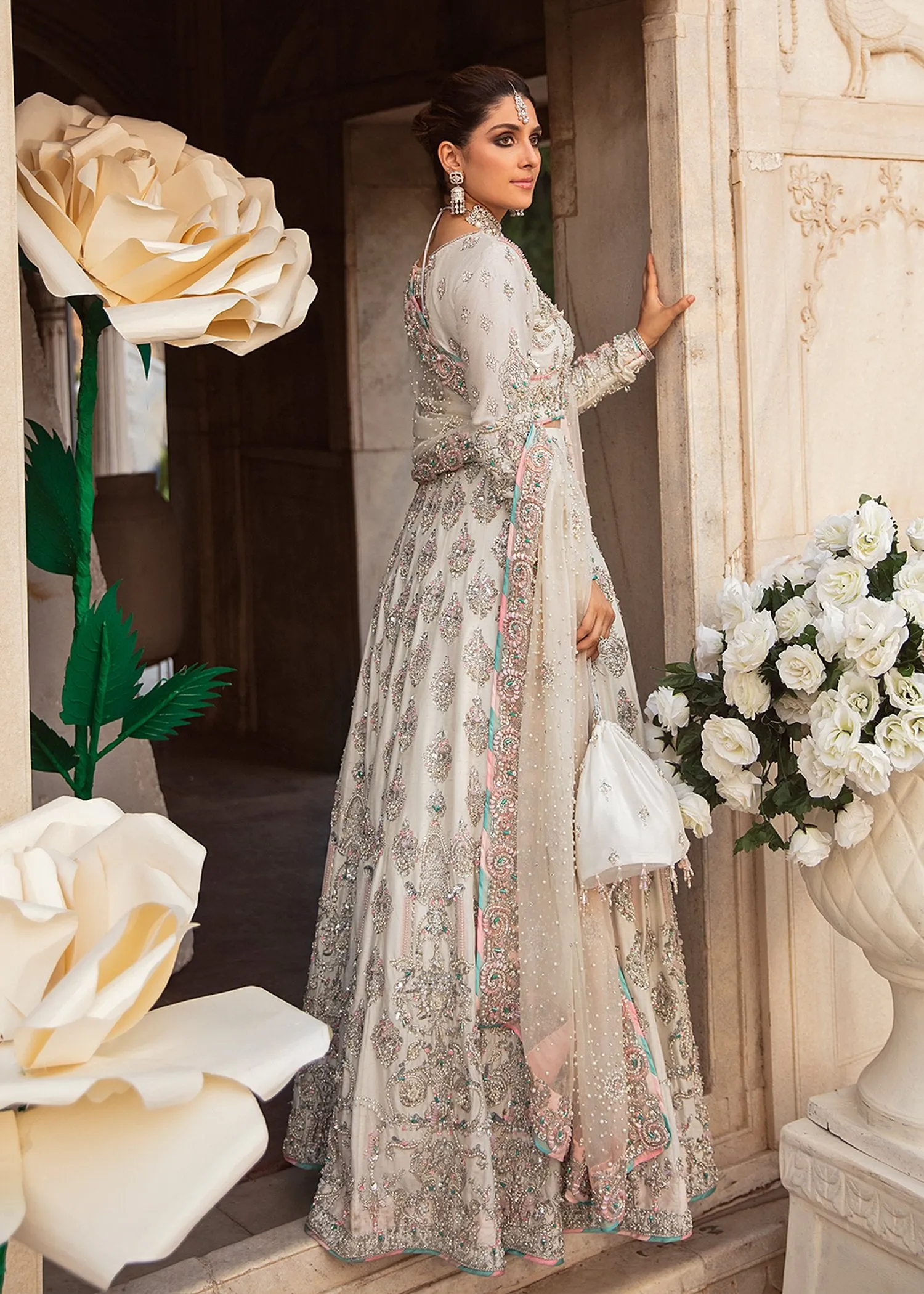 Pakistani Korean Silk Bridal Lehenga with Choli #BS630