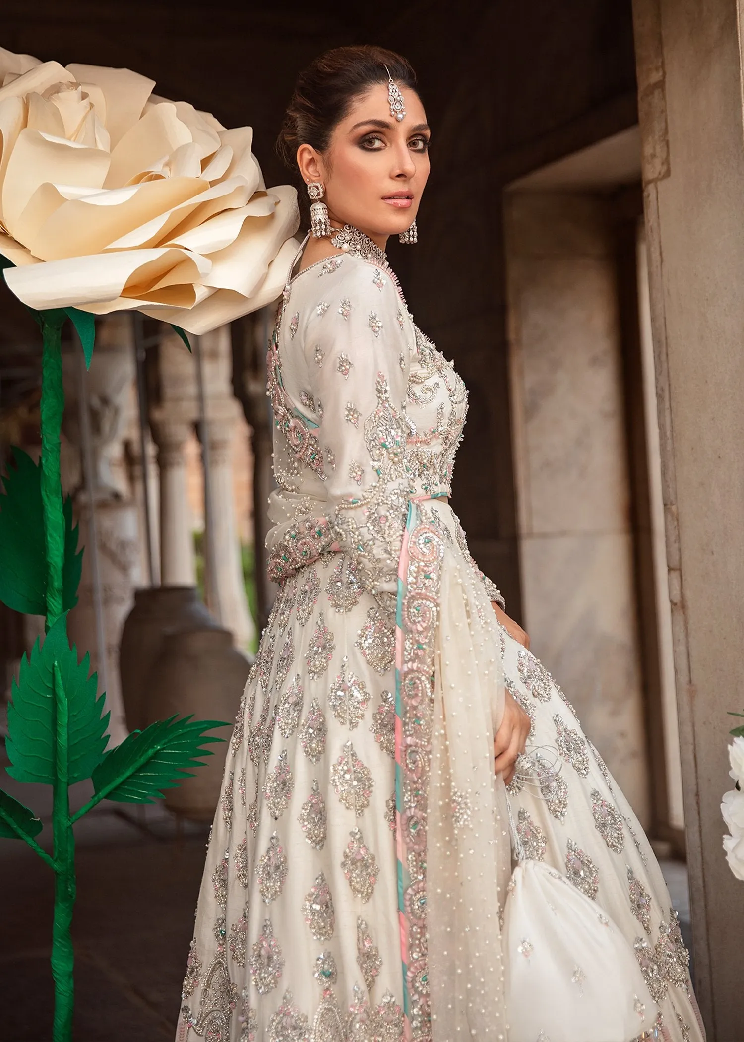 Pakistani Korean Silk Bridal Lehenga with Choli #BS630