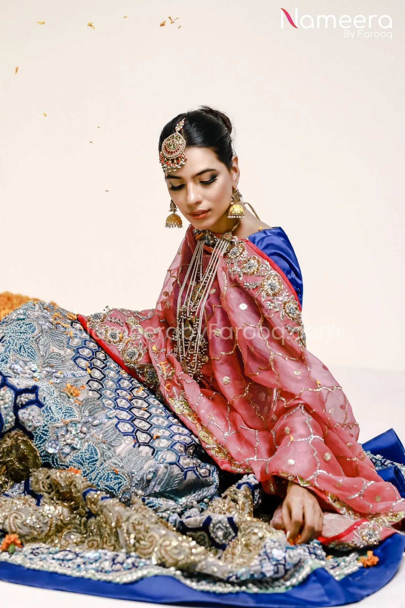 Pakistani Mehndi Lehenga Dress in Royal Blue color #BS24