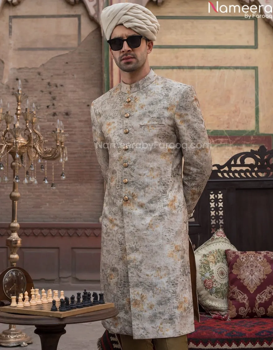 Pakistani Rich Floral Sherwani Suits for Men #GN31