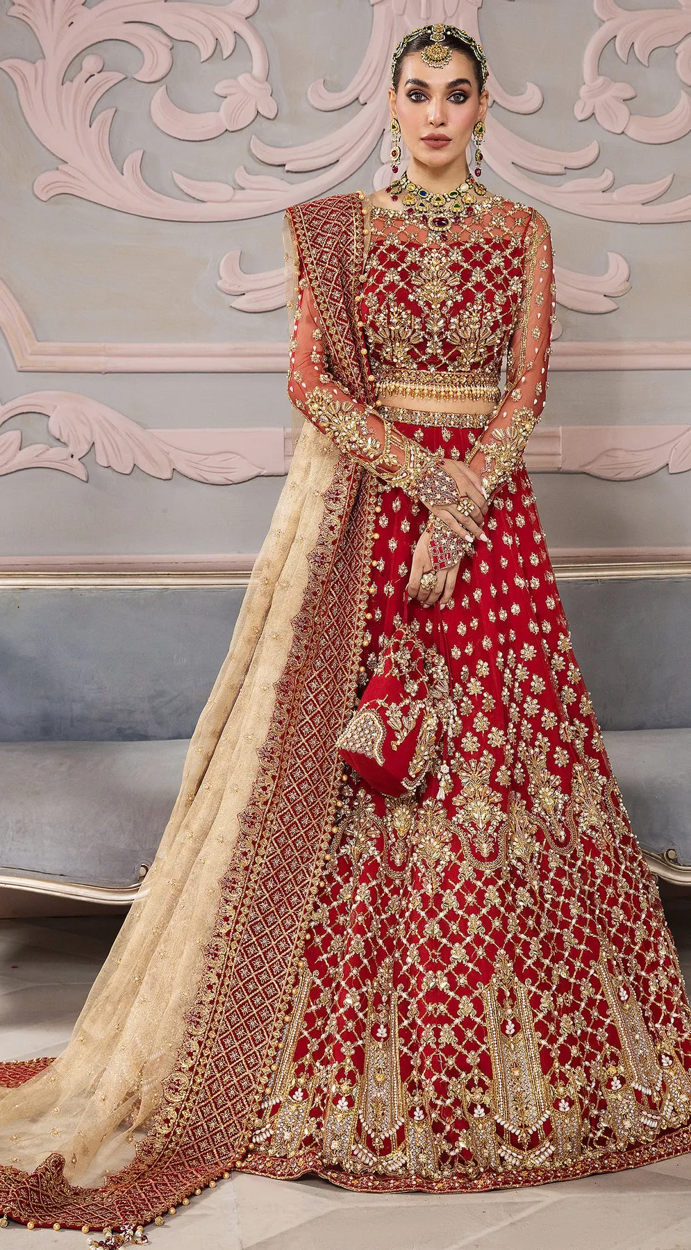 Pakistani Wedding Red Bridal Lehenga for Pakistani Bridal Wear
