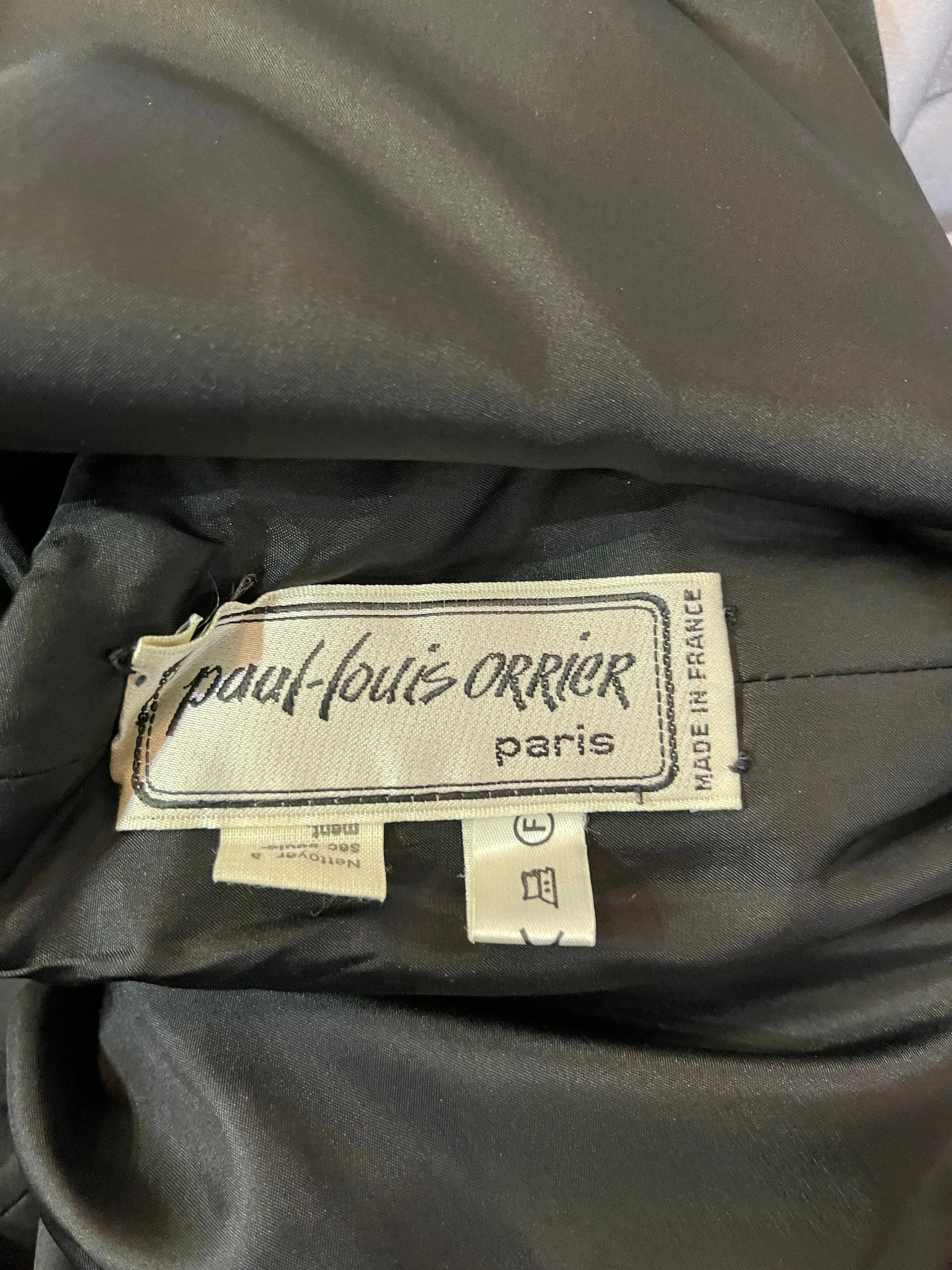 Paul Louis Orrier 1980's Black Beaded Lace Panel Cocktail Dress