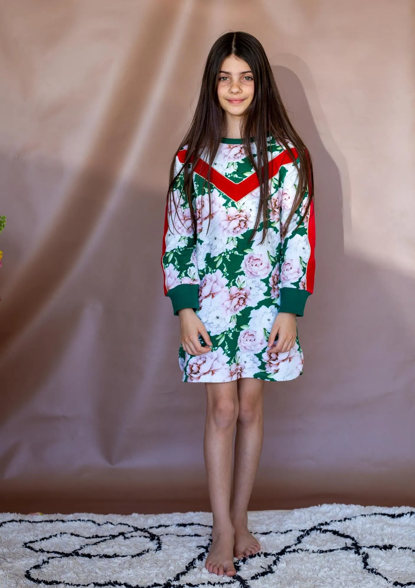 Peppa Dress - Basil Bloom