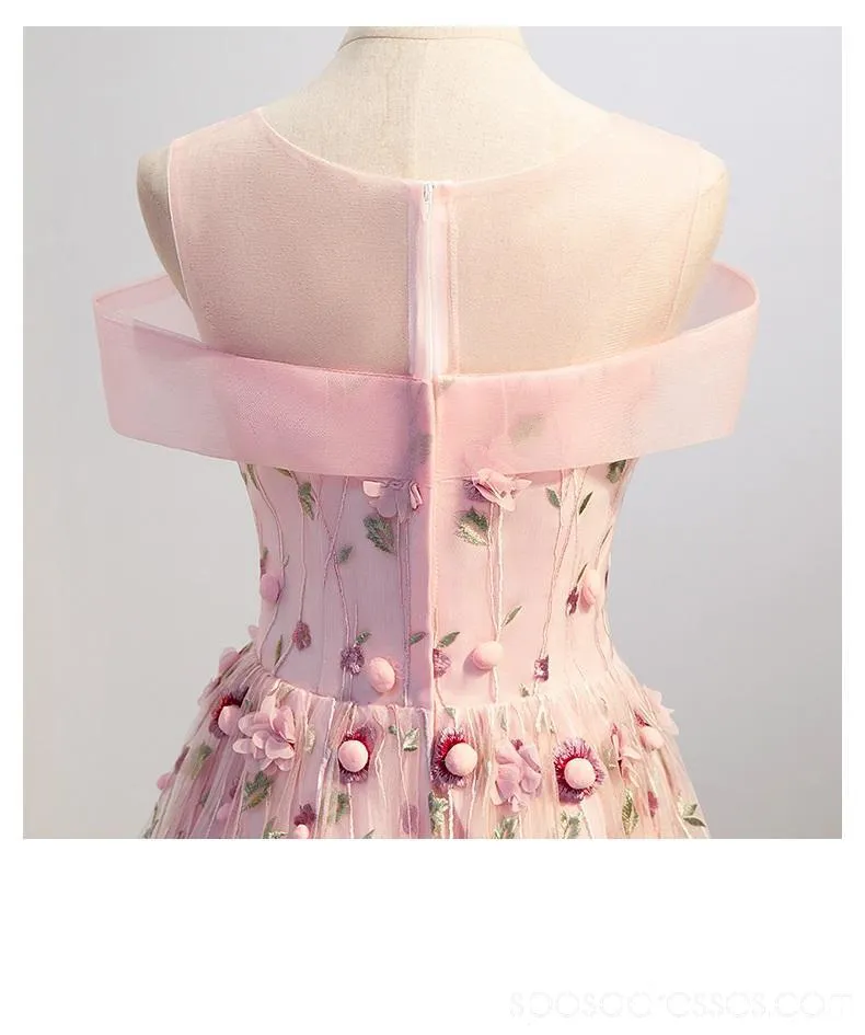 Pink Lace Off Shoulder Cheap Homecoming Dresses Online, Cheap Short Prom Dresses, CM784
