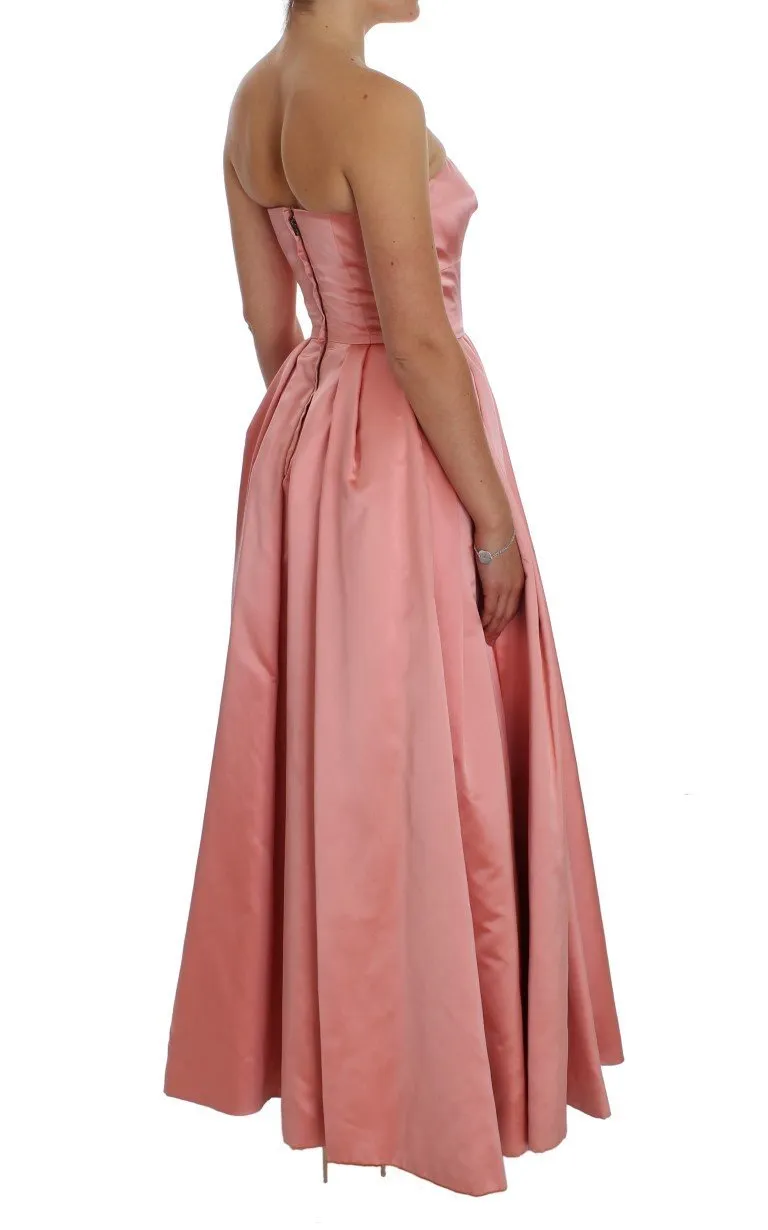 Pink Silk Ball Gown Full Length Dress