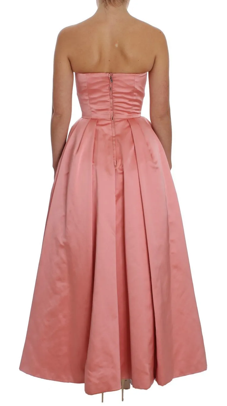 Pink Silk Ball Gown Full Length Dress
