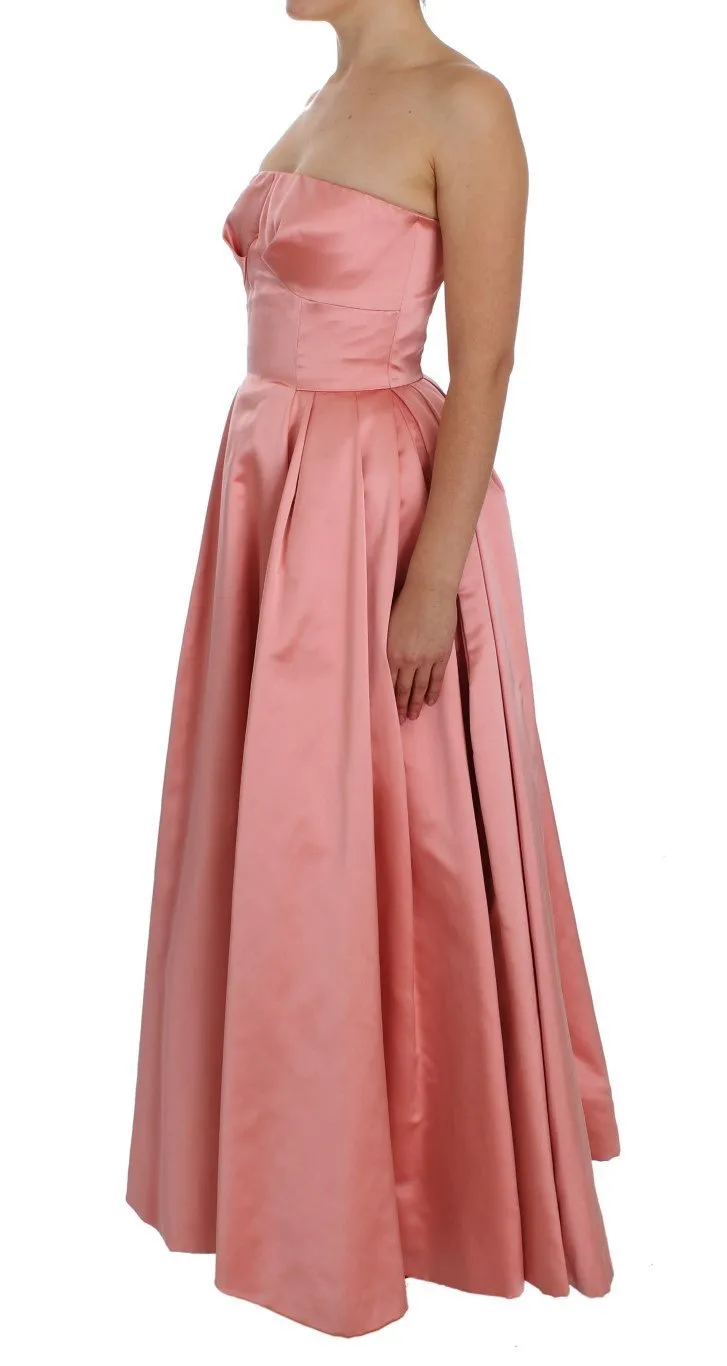 Pink Silk Ball Gown Full Length Dress