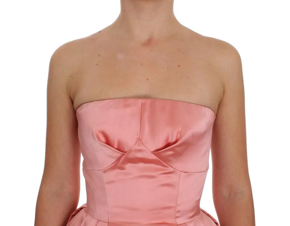 Pink Silk Ball Gown Full Length Dress