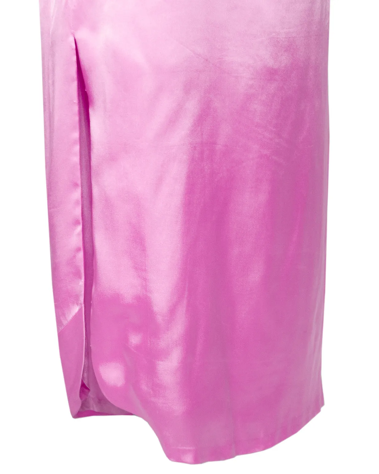 Pink Strapless Silk Gown with Beaded Dragon and Phoenix