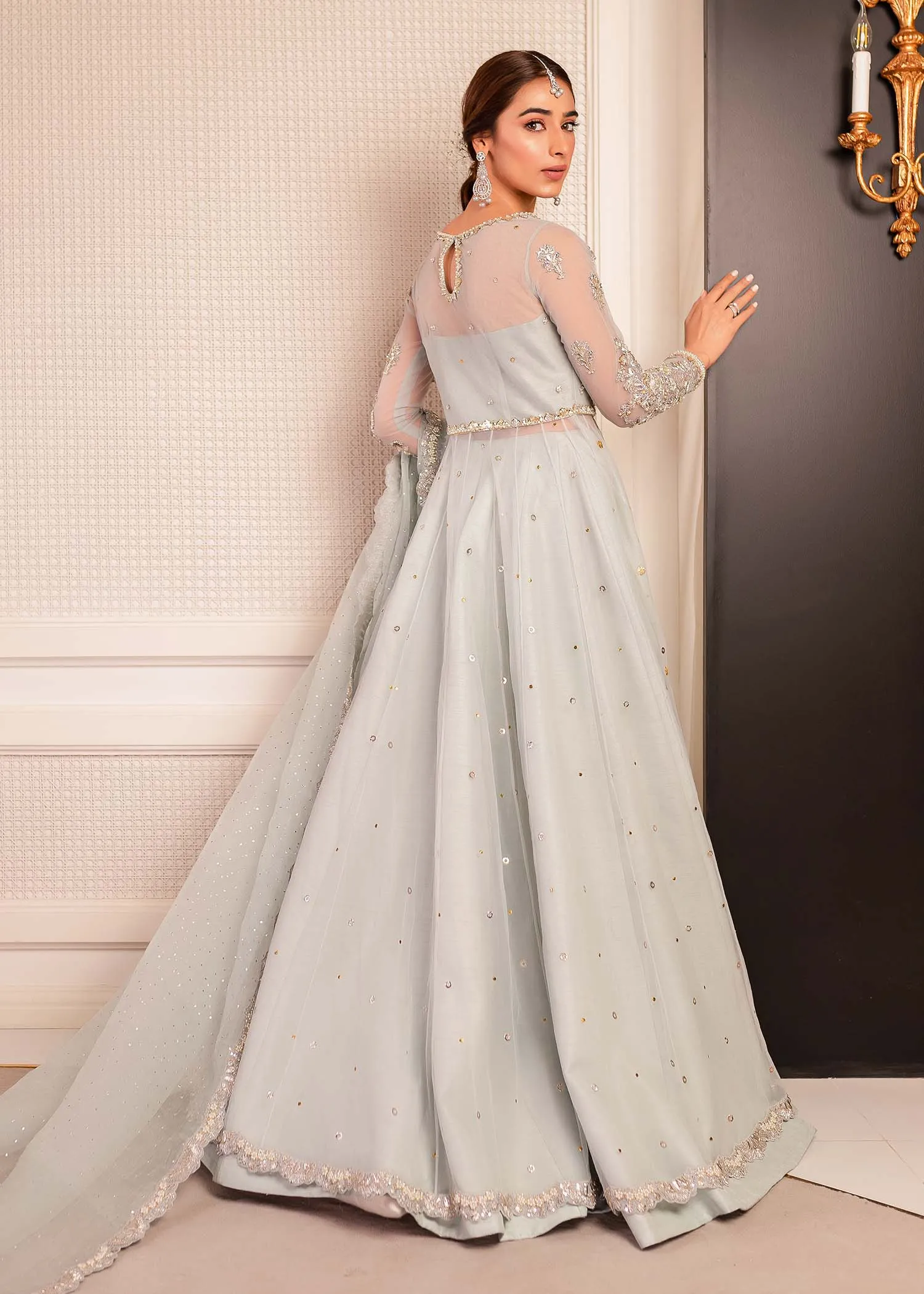 Pishwas Frock with Wedding Lehenga and Dupatta Dress