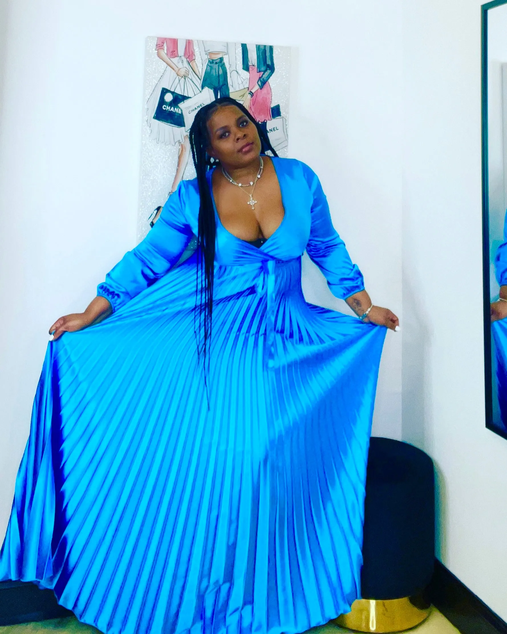 Pleated Dress - Blue