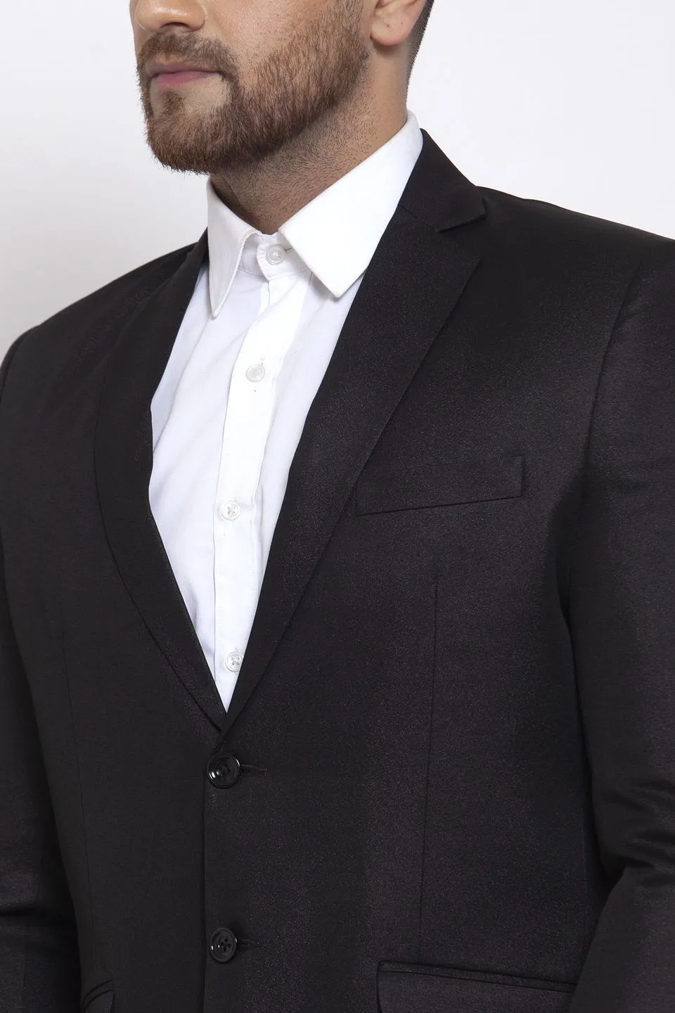 Poly Blend Black Two Piece Suit