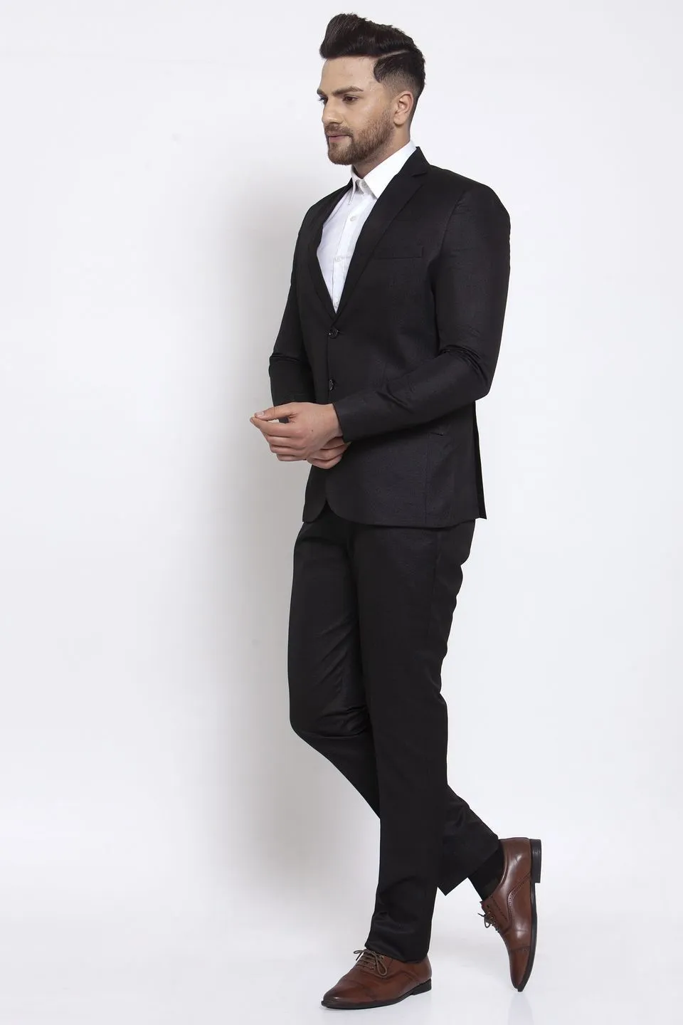 Poly Blend Black Two Piece Suit