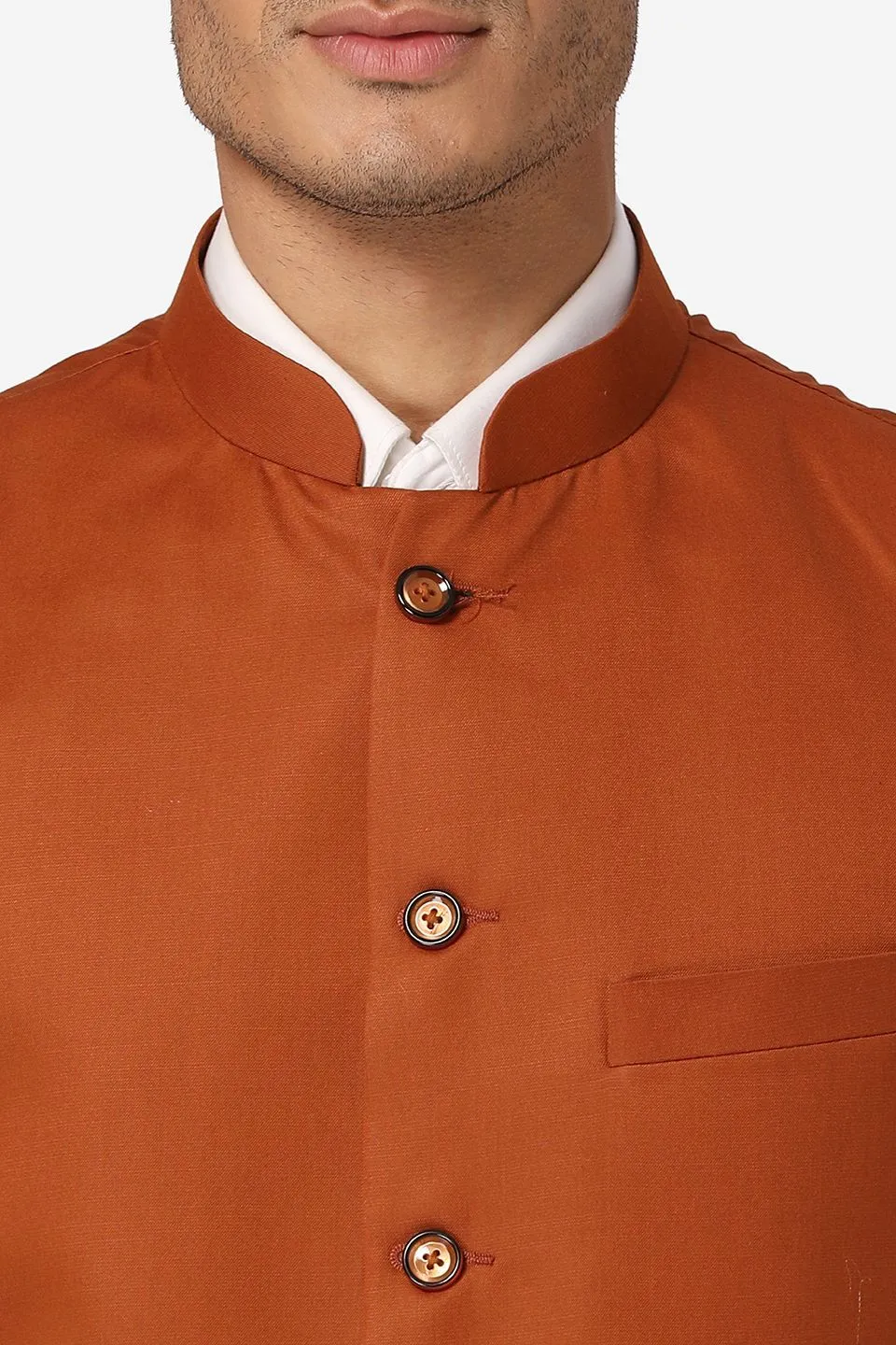Polyester Cotton Orange Vest and Trouser Set