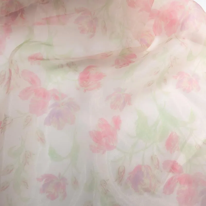 Print Floral Prom Dress Long Train Fancy Photo Shoots Gown Silk Soft Organza Maxi Dress YW231108