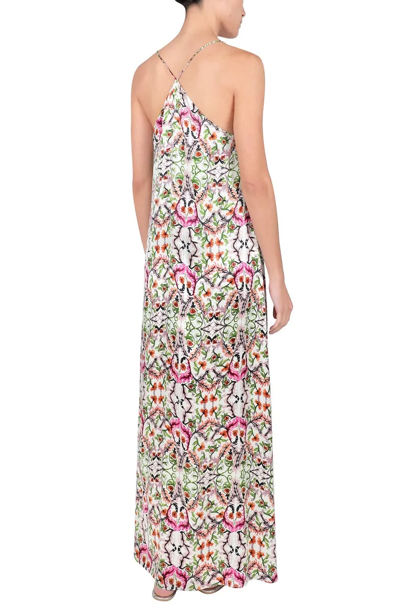 Printed Silk Satin Sun Dress