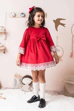 "Elizabeth" Red Velvet Dress