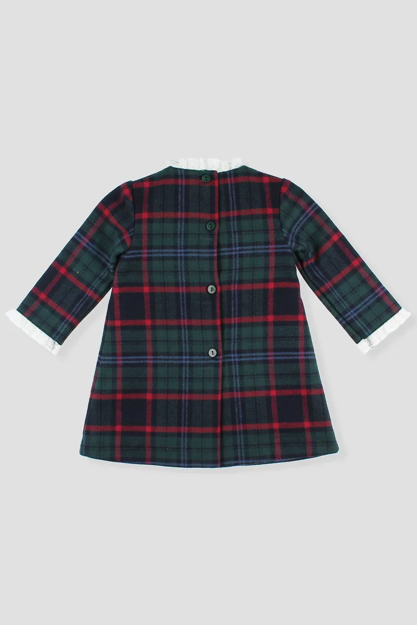 "Malia" Bottle Green Tartan Dress