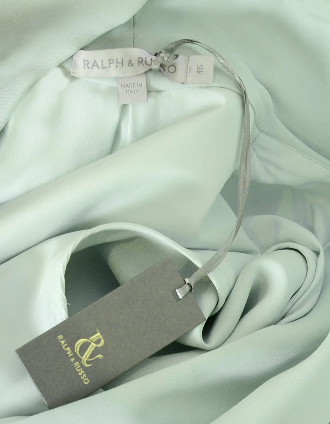 Ralph & Russo NWT Mint Fringed Silk-Crepe Midi Dress IT46/US 10 rt. $6,470
