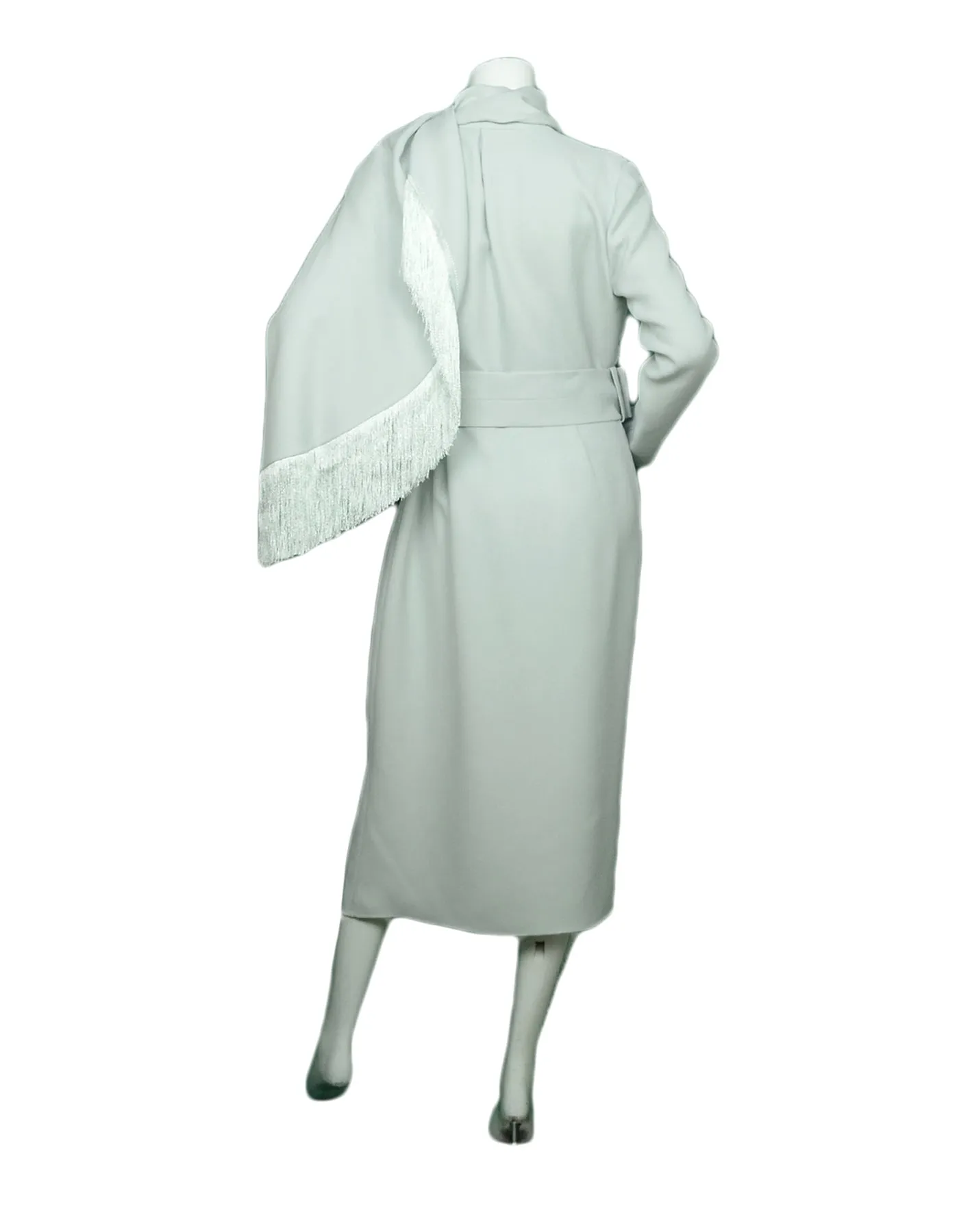 Ralph & Russo NWT Mint Fringed Silk-Crepe Midi Dress IT46/US 10 rt. $6,470