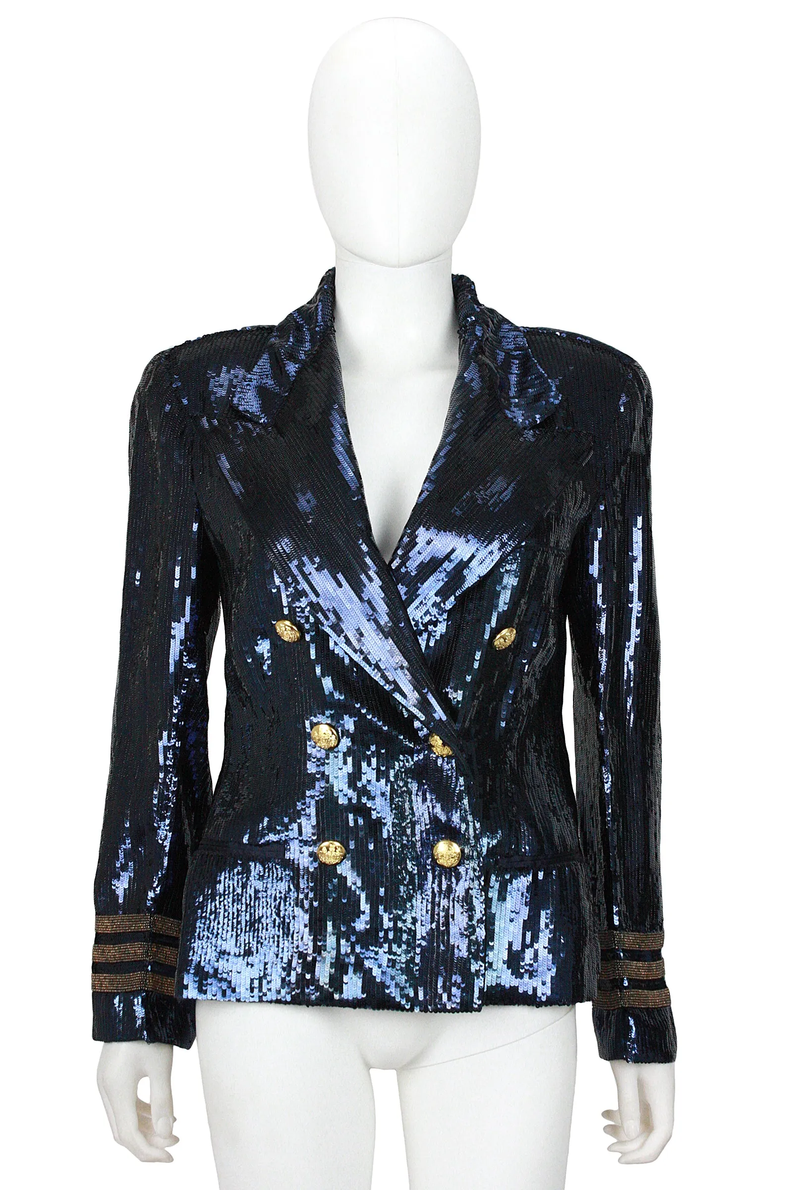 RALPH LAUREN 1980s Navy Sequin Double Breasted Sailor Jacket