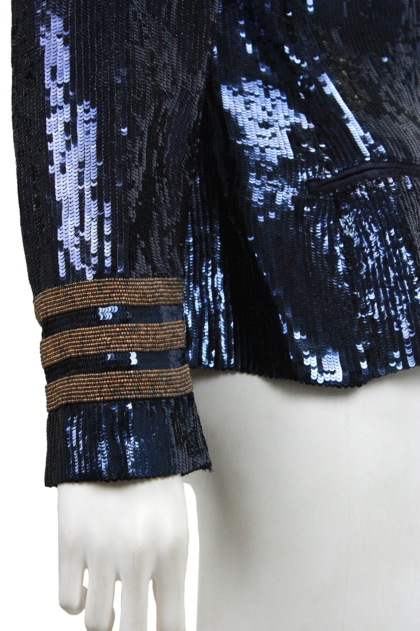 RALPH LAUREN 1980s Navy Sequin Double Breasted Sailor Jacket